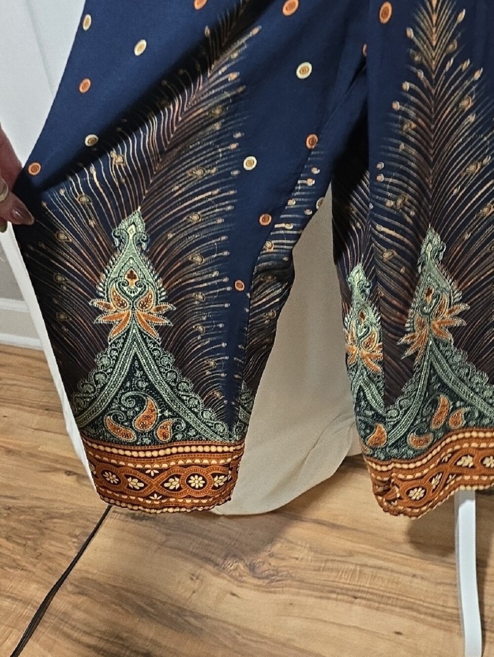 BloomChic Navy Paisley-Print V-Neck Maxi Dress with Rust & Sage Accents - Picture 3 of 8